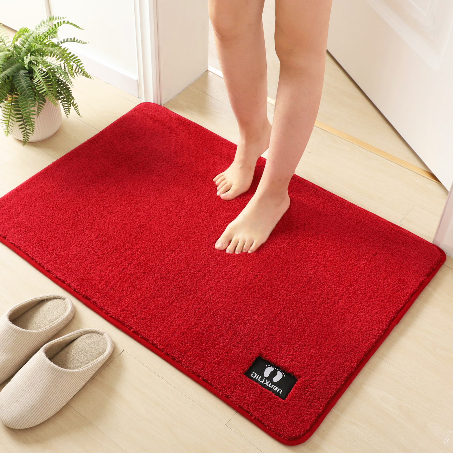 Plush Velvet Floor Mat(Burgundy)